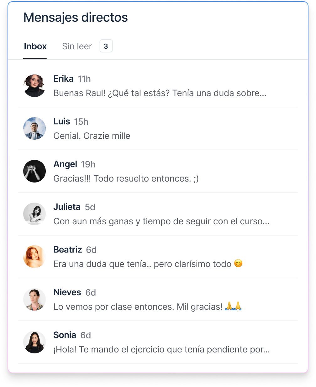 Mensajes directos del campus